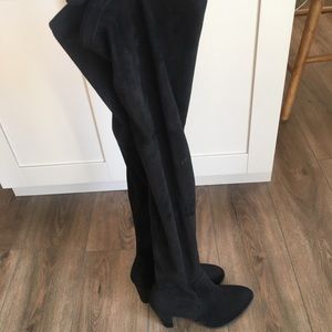 Thigh high suede boots